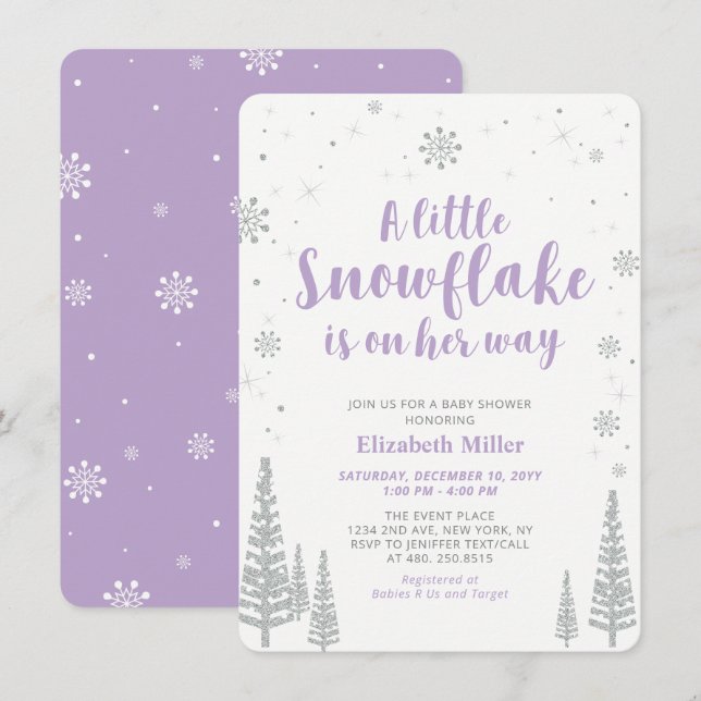 Winter Wonderland, Girl Baby Shower Invitation (Front/Back)