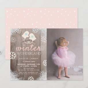 Winter Wonderland Girl Photo Birthday Invitation