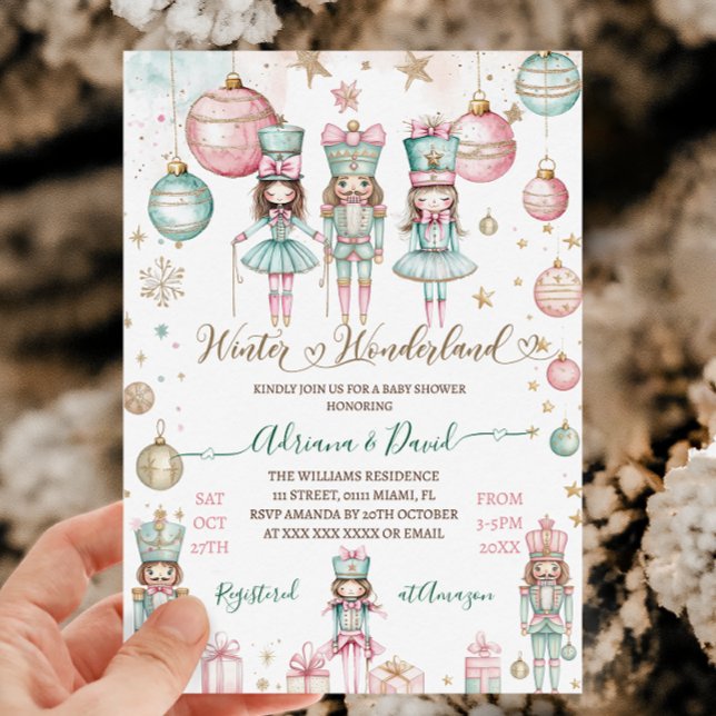 Winter Wonderland Girl Pink Baby Shower Invitation (Creator Uploaded)