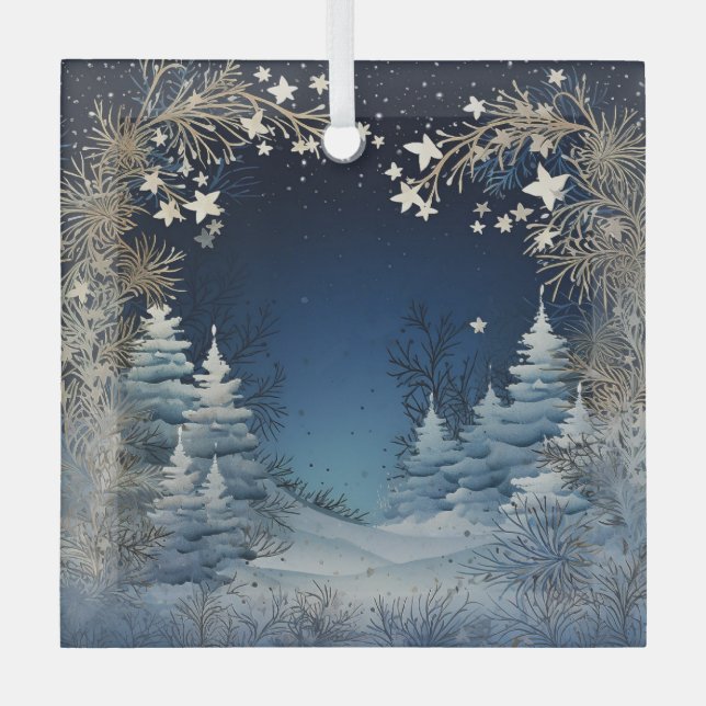Winter Wonderland  Glass Tree Decoration (Front)