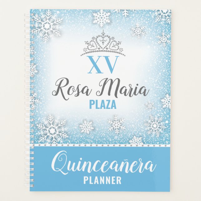 Winter Wonderland Glitter Quinceañera Planner (Front)
