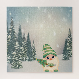 Winter Wonderland,Gnome,Pine Tree,Forest,Snow Jigsaw Puzzle