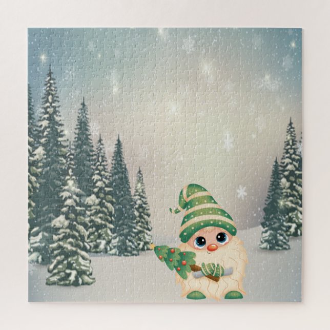 Winter Wonderland,Gnome,Pine Tree,Forest,Snow Jigsaw Puzzle (Vertical)