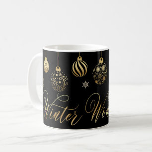 winter wonderland gold black ornaments christmas  coffee mug