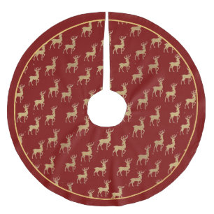 Winter Wonderland Gold Reindeer On Red Tree Skirt
