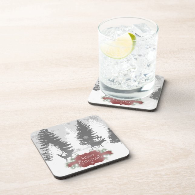 Winter Wonderland Hard plastic coaster - Red (Right Side)