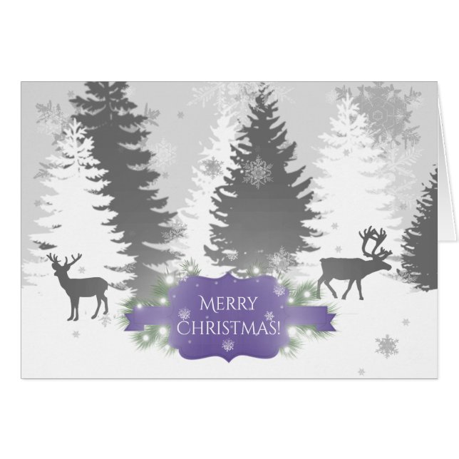 Winter Wonderland Holiday Greeting Card - Purple (Front Horizontal)