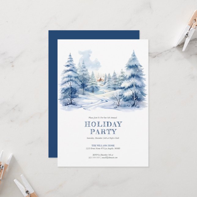 Winter Wonderland Holiday Party Invitation (Front/Back In Situ)