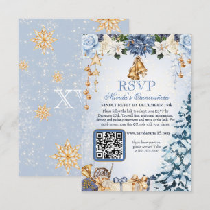Winter Wonderland Holiday Quinceanera QR Code RSVP Card