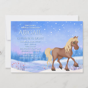Winter Wonderland Horse and Snow Birthday Invitation