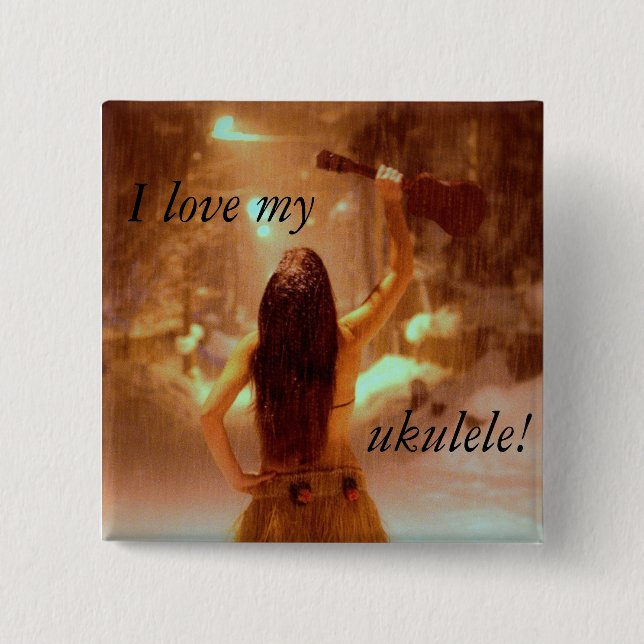 Winter wonderland, I love my, ukulele! 15 Cm Square Badge (Front)