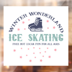 Winter wonderland ice skating  window cling