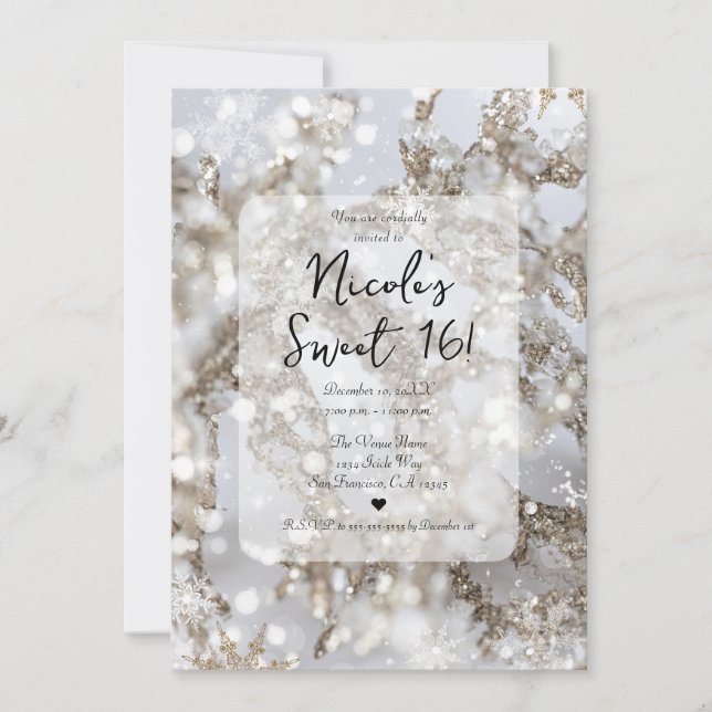 Winter Wonderland Icicle Glitz Sweet 16 Invitation (Front)