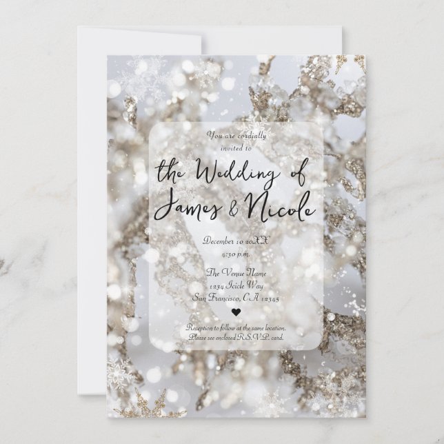 Winter Wonderland Icicle Glitz Wedding Invitation (Front)
