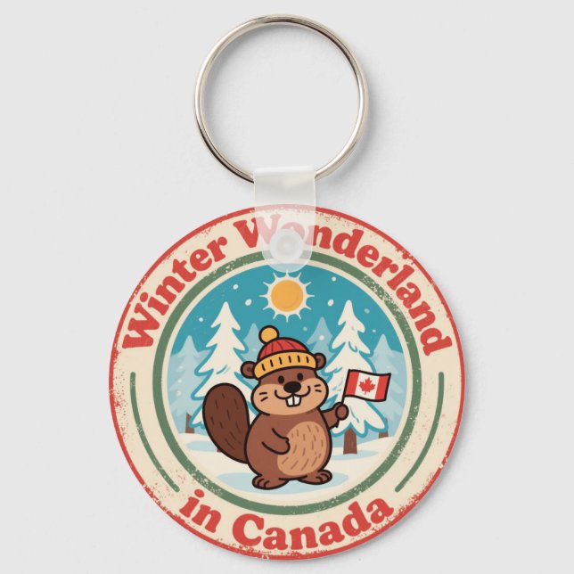 Winter Wonderland in Canada Art Key Ring (Front)