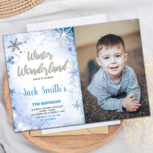 Winter Wonderland Invitations Blue Silver Photo