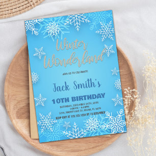 Winter Wonderland Invitations White Snow Silver