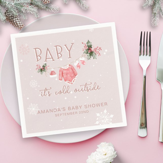 Winter Wonderland It's Cold Outside Baby Shower Napkin (Creator Uploaded)