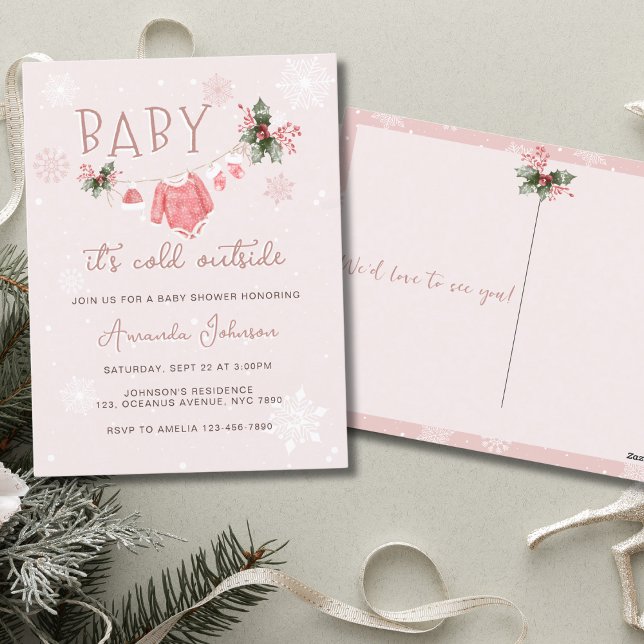 Winter Wonderland Its Cold Outside Baby Shower Postcard (Creator Uploaded)