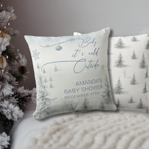 Winter Wonderland Its Cold Outside Boy Baby Shower Cushion