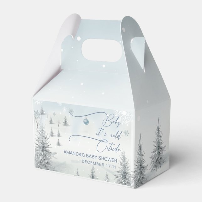 Winter Wonderland Its Cold Outside Boy Baby Shower Favour Box (Front Side)