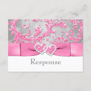 Winter Wonderland Joined Hearts RSVP - Pink Card