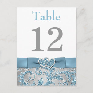 Winter Wonderland, Joined Hearts Table Number Card