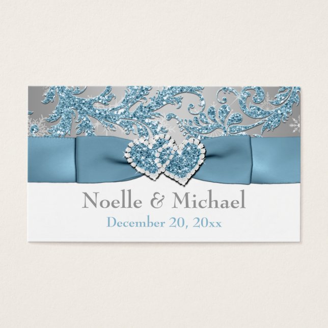 Winter Wonderland, Joined Hearts Wedding Favour Ta (Front)