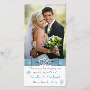 Winter Wonderland Joined Hearts Wedding Photo Card