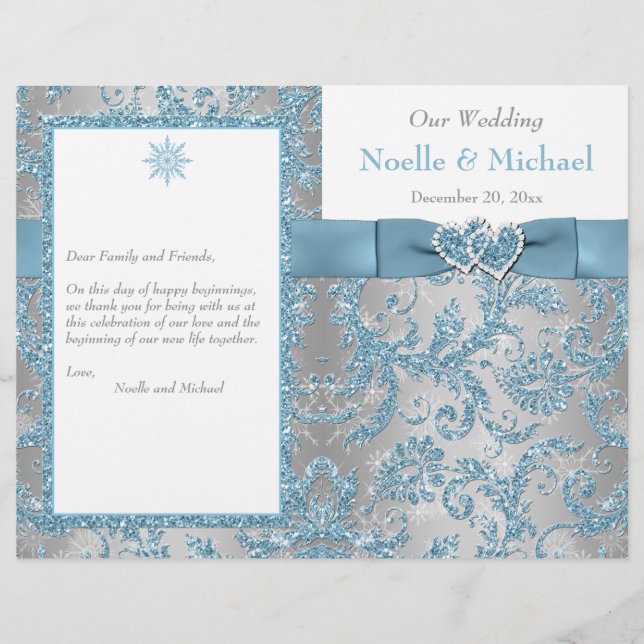 Winter Wonderland, Joined Hearts Wedding Program (Front)