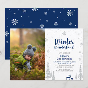 Winter Wonderland Kid Boy 2nd Birthday Invitation
