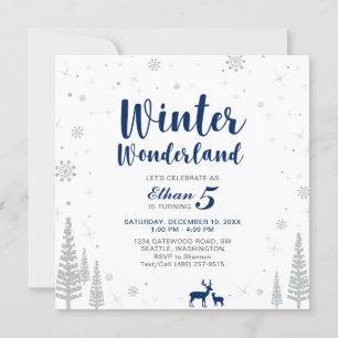 Winter Wonderland - Kids Birthday Invitation - Boy