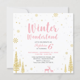 Winter Wonderland Kids Birthday Invitation - Girl