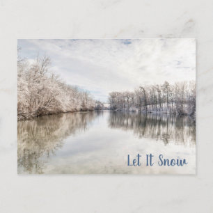 Winter Wonderland Let It Snow Blue White Holiday Postcard