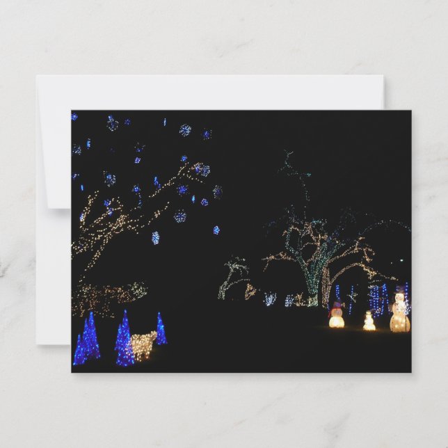 Winter Wonderland Lights Blue and White Holiday Card (Front)