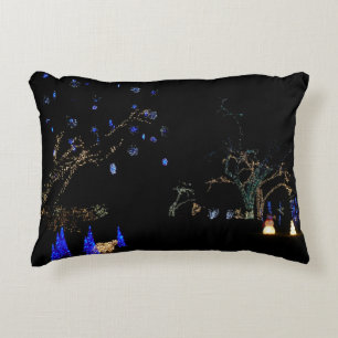 Winter Wonderland Lights Blue and White Holiday Decorative Cushion
