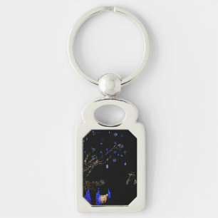 Winter Wonderland Lights Blue and White Holiday Key Ring
