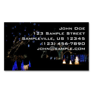 Winter Wonderland Lights Blue and White Holiday Magnetic Business Card
