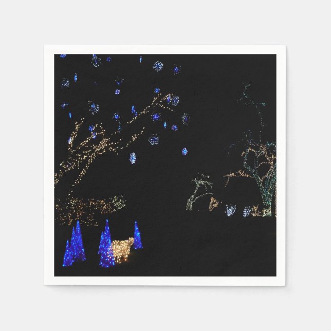 Winter Wonderland Lights Blue and White Holiday Napkin (Front)