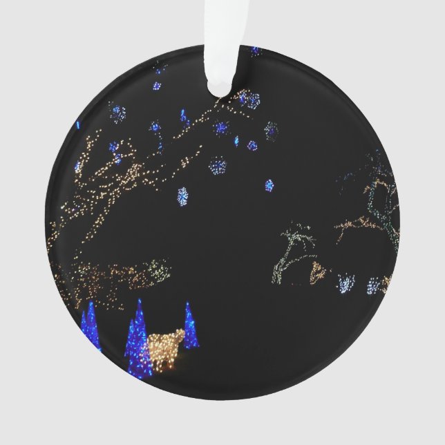 Winter Wonderland Lights Blue and White Holiday Ornament (Front)