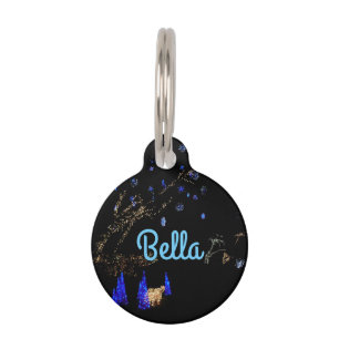 Winter Wonderland Lights Blue and White Holiday Pet Tag