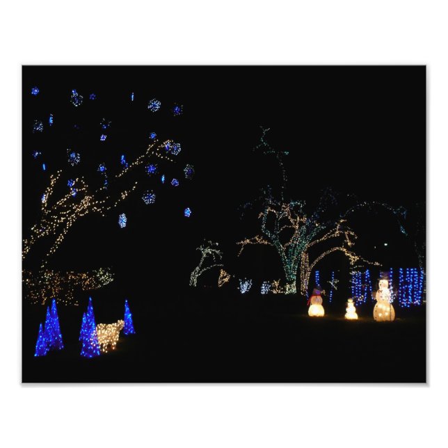 Winter Wonderland Lights Blue and White Holiday Photo Print (Front)