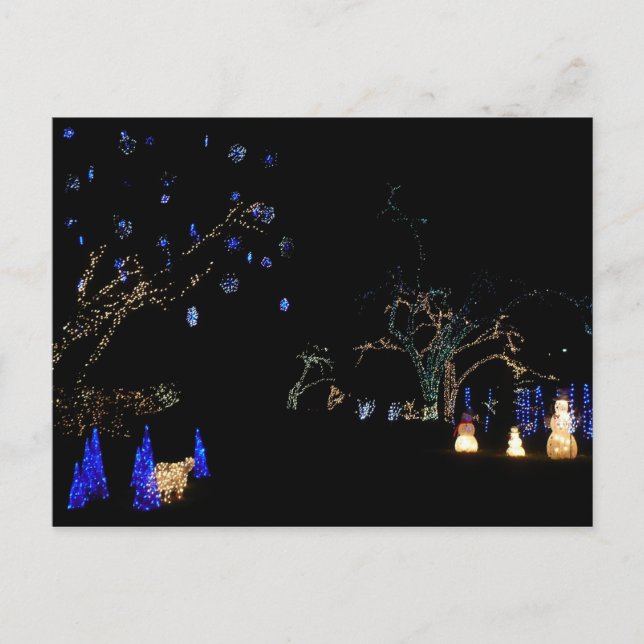 Winter Wonderland Lights Blue and White Holiday Postcard (Front)