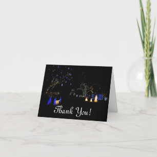 Winter Wonderland Lights Blue and White Holiday Thank You Card