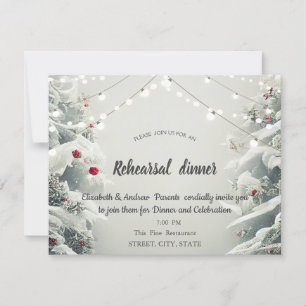 Winter Wonderland,Lights Red Ball Rehearsal Dinner Invitation