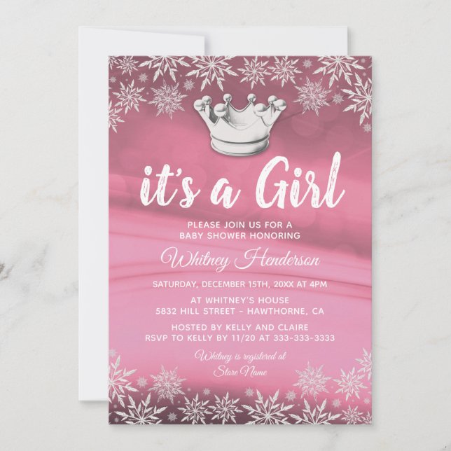 Winter Wonderland Little Princess Girl Baby Shower Invitation (Front)