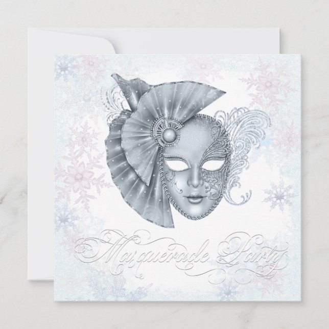 Winter Wonderland Masquerade Party Invitations (Front)