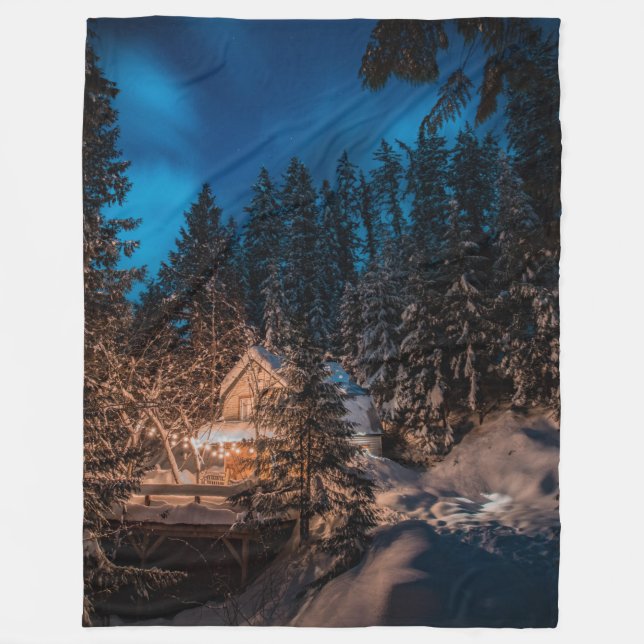 Winter Wonderland Merry Christmas Fleece Blanket (Front)