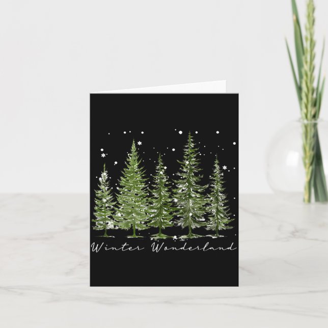 Winter Wonderland Merry Christmas Xmas Tree Pajama Card (Front)