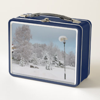 Winter wonderland metal lunch box